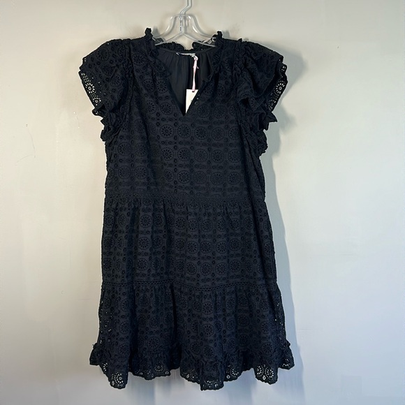 NWT Vineyard Vines Black Eyelet Tiered Ruffle Neck Dress Size XL - Picture 3 of 15